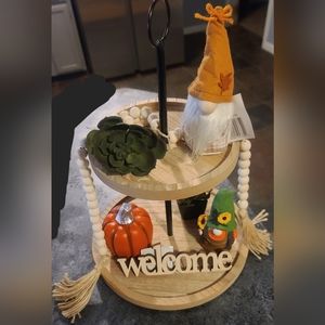 Tiered tray with decor